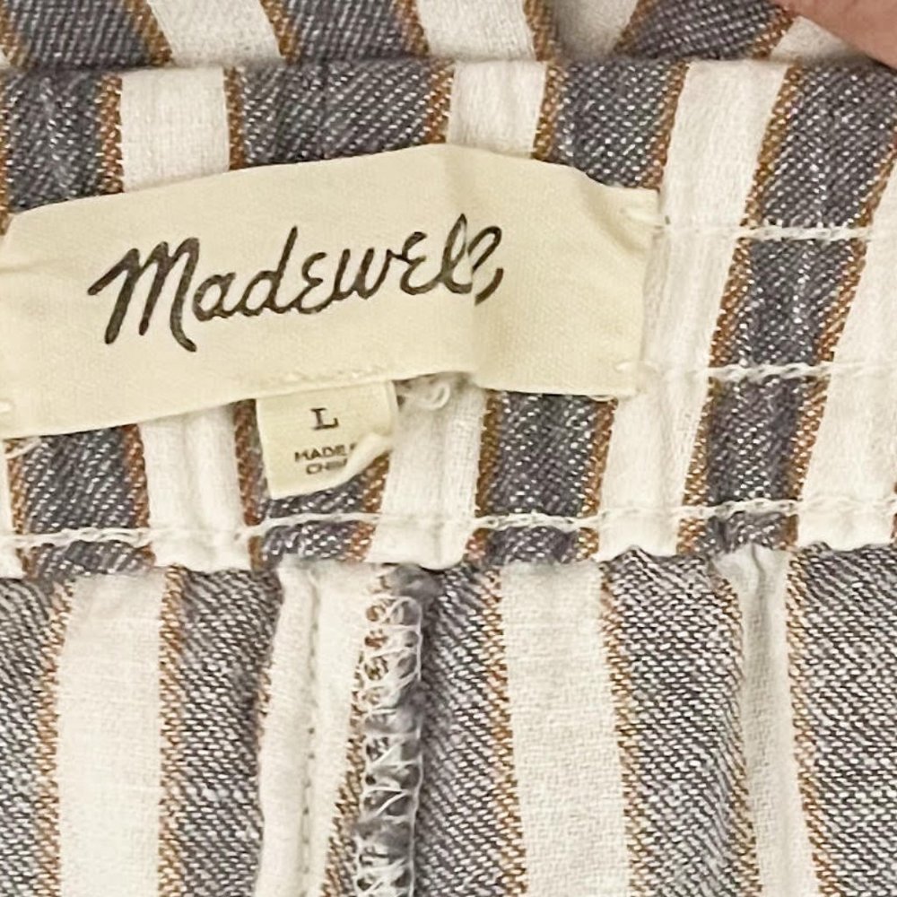 Madewell Large Striped Linen Blend Wide Leg Pants - Picture 5 of 8